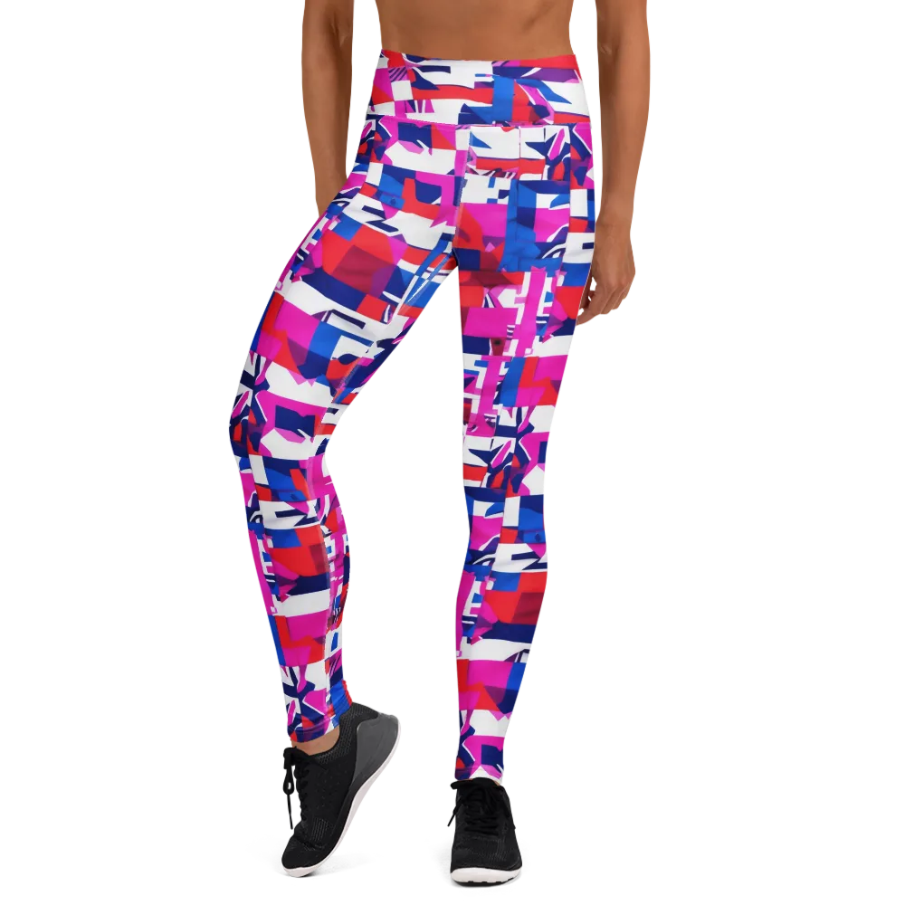 Hot Pink Geometry on Yoga Leggings — Front