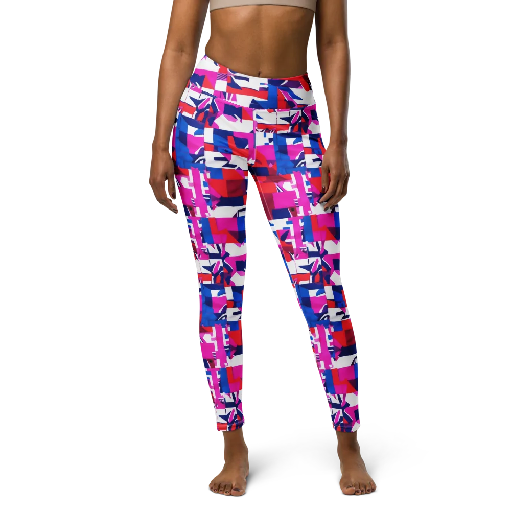 Hot Pink Geometry on Yoga Leggings — Front