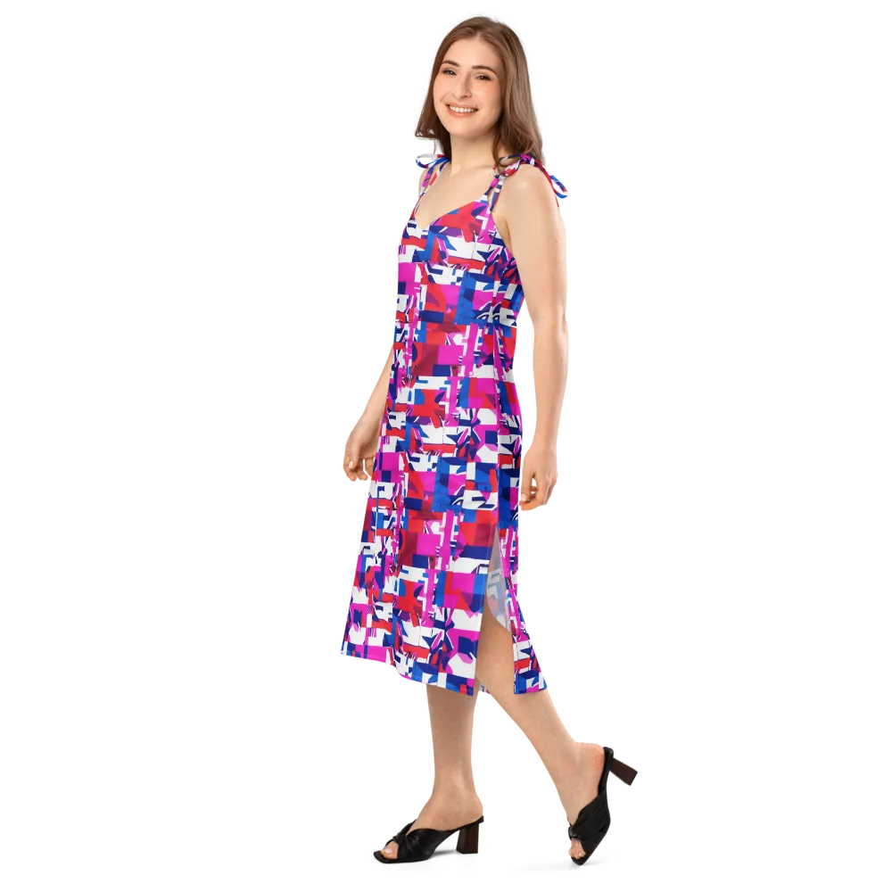 Hot Pink Geometry on Slip Dress — Left Front