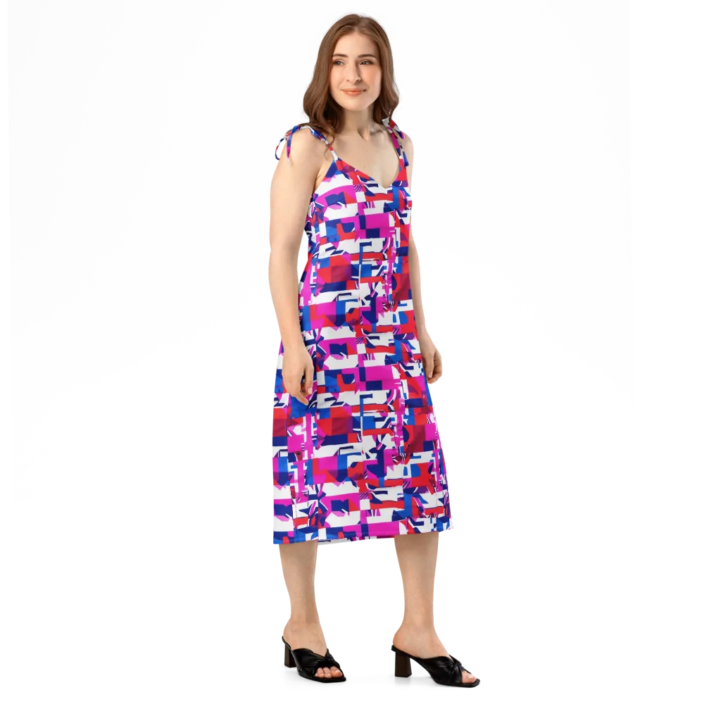 Hot Pink Geometry on Slip Dress — Right Front