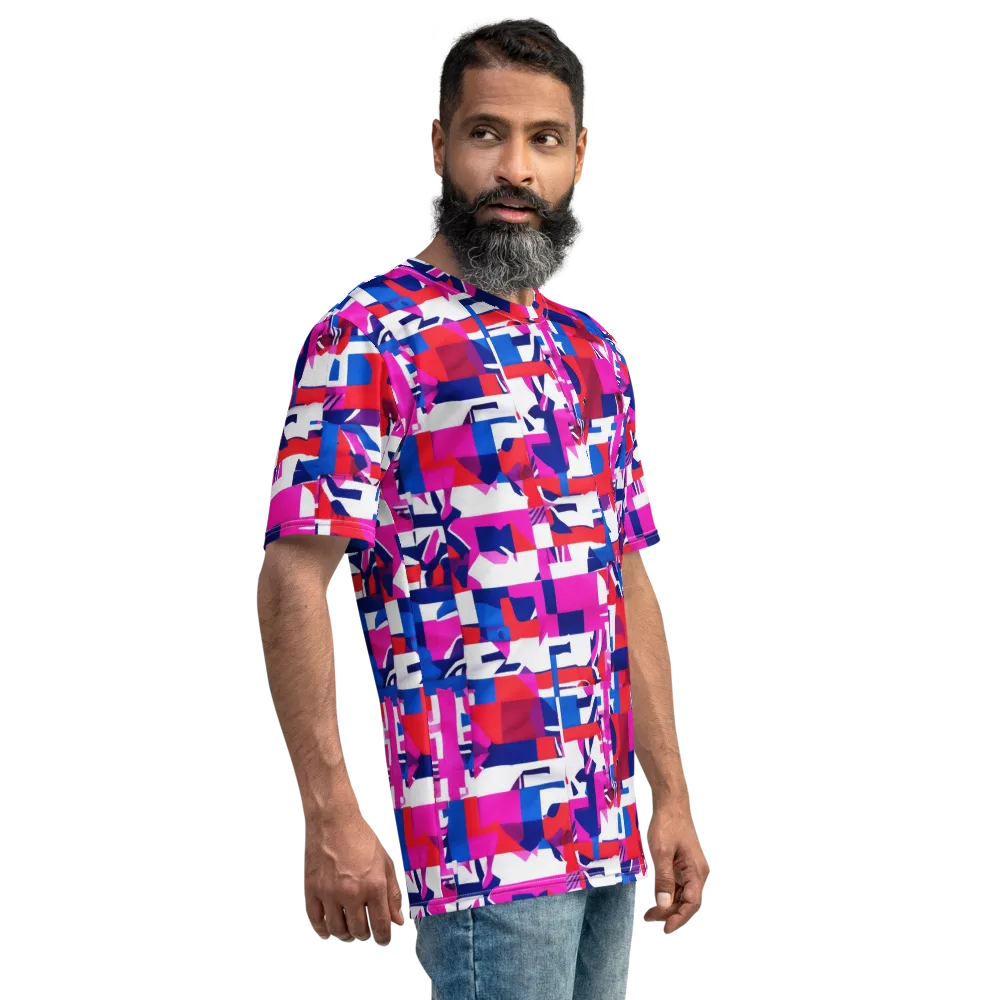 Hot Pink Geometry on Men's Crew Neck T-Shirt — Right