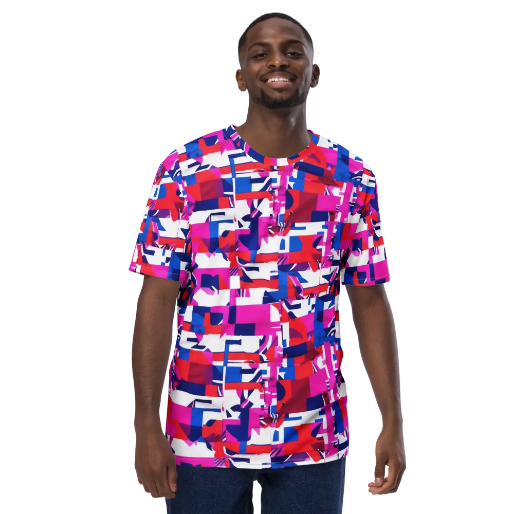 Hot Pink Geometry on Men's Crew Neck T-Shirt — Front