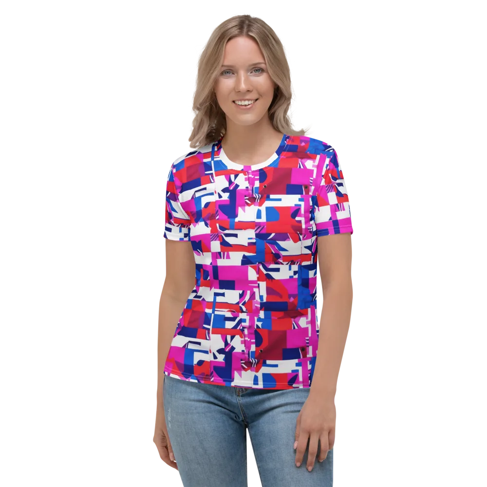 Hot Pink Geometry on Women's Crew Neck T-Shirt — Front