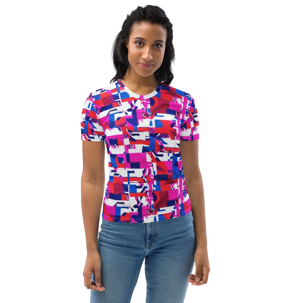 Hot Pink Geometry on Women's Crew Neck T-Shirt — Front