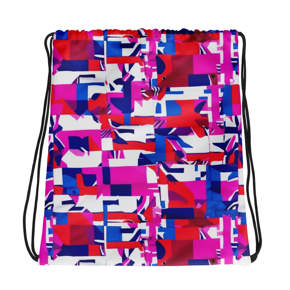 Hot Pink Geometry on Drawstring Bag — Photo
