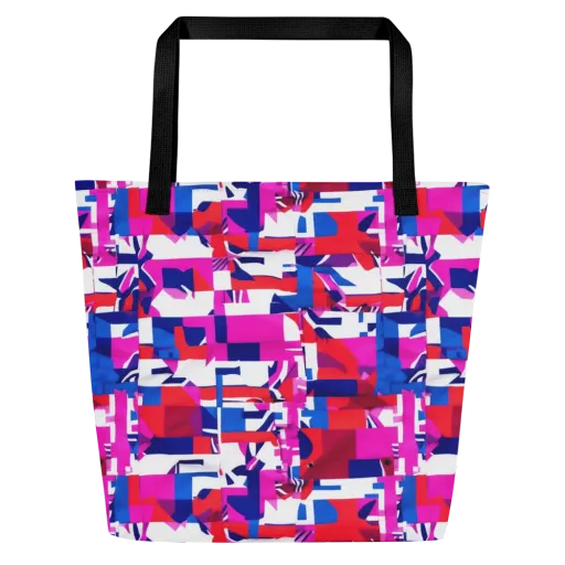 Hot Pink Geometry on a Large Tote Bag W/ Pocket