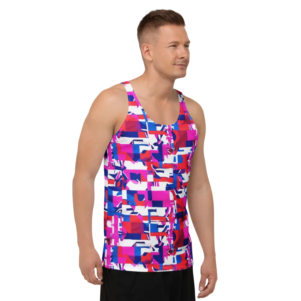 Hot Pink Geometry on Men's Tank Top — Right Front