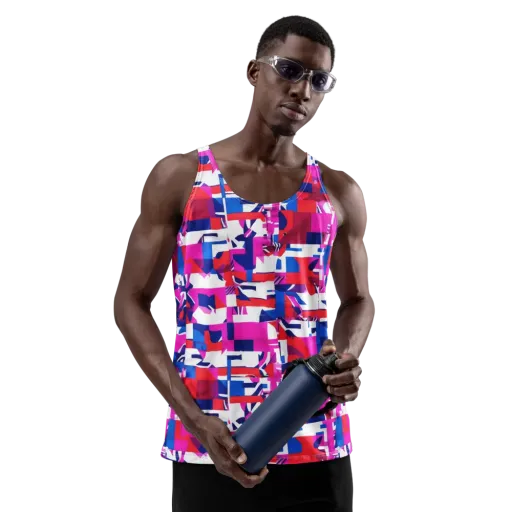 Hot Pink Geometry on a Men's Tank Top