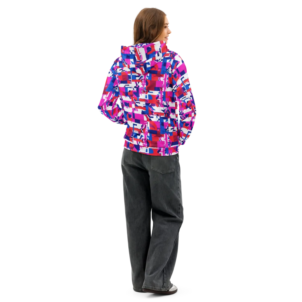 Hot Pink Geometry on Cotton Hoodie — Back