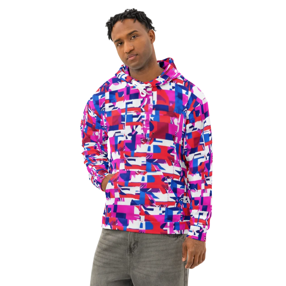 Hot Pink Geometry on Cotton Hoodie — Left Front