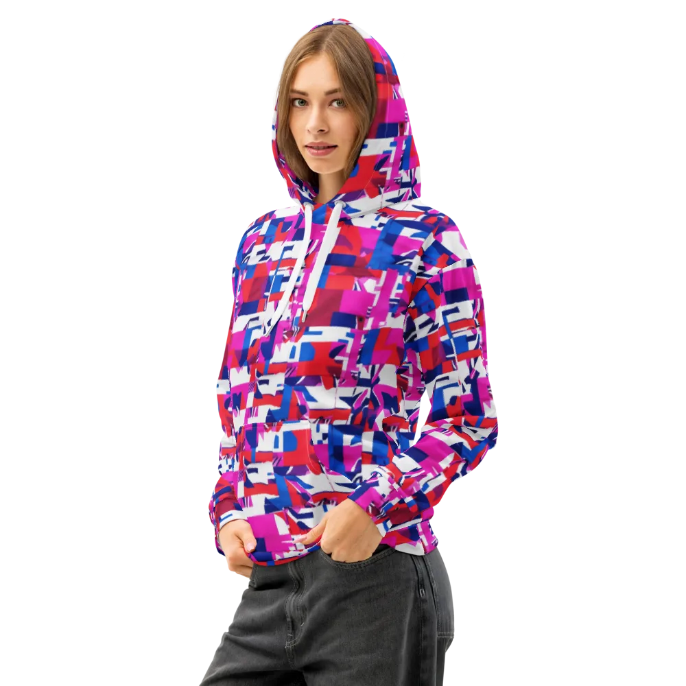 Hot Pink Geometry on Cotton Hoodie — Left Front
