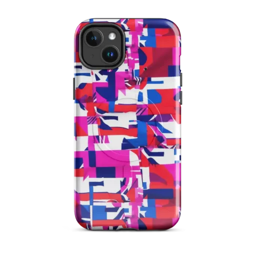 Hot Pink Geometry on a MagSafe Tough Case for iPhone®
