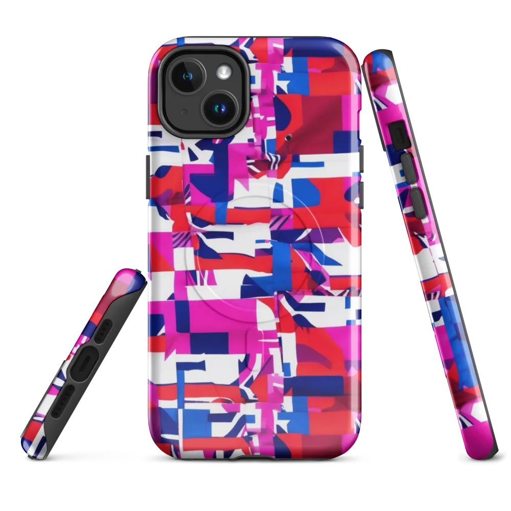 Hot Pink Geometry on MagSafe Tough Case for iPhone® — Front
