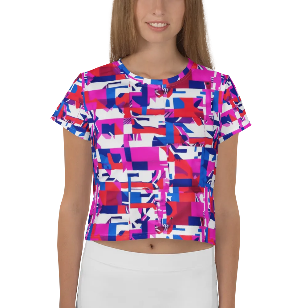 Hot Pink Geometry on Crop Tee — Front