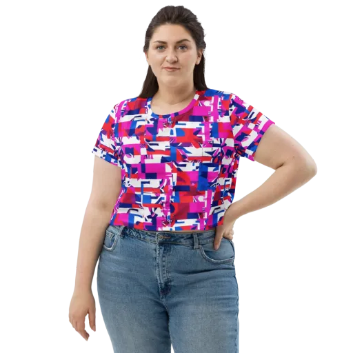 Hot Pink Geometry on a Crop Tee
