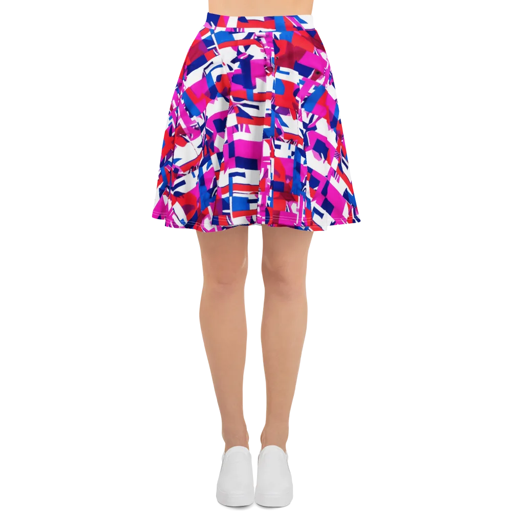 Hot Pink Geometry on Skater Skirt — Front