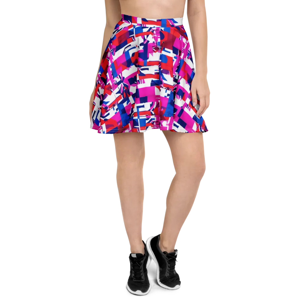Hot Pink Geometry on Skater Skirt — Front