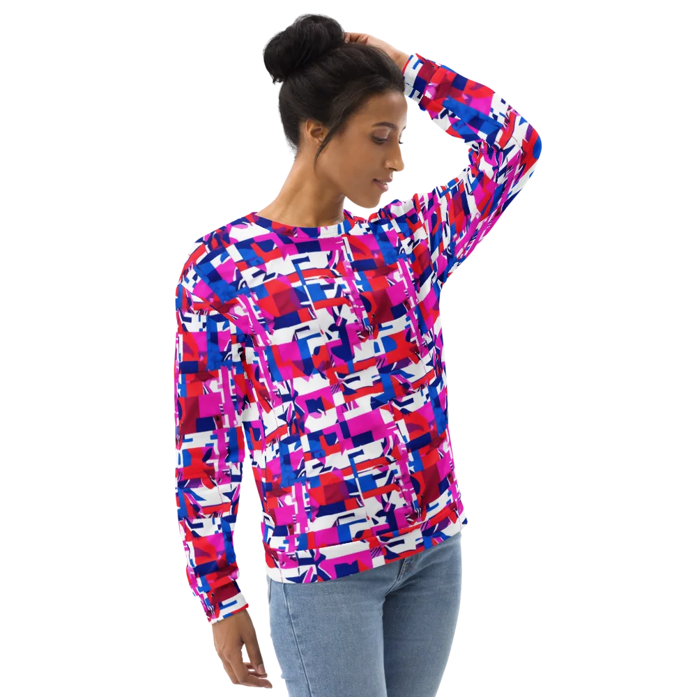 Hot Pink Geometry on Sweatshirt — Right Front