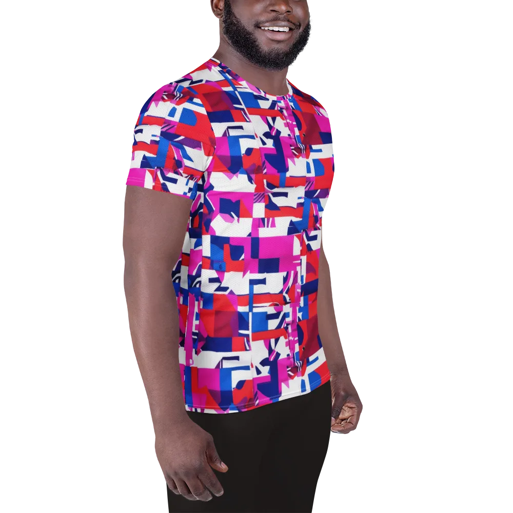 Hot Pink Geometry on Men's Athletic T-Shirt — Right