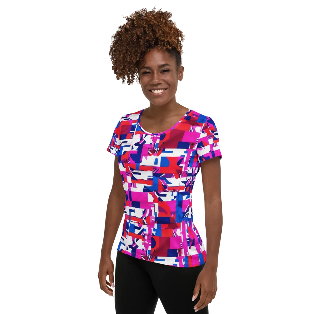 Hot Pink Geometry on Women's Athletic T-Shirt — Left