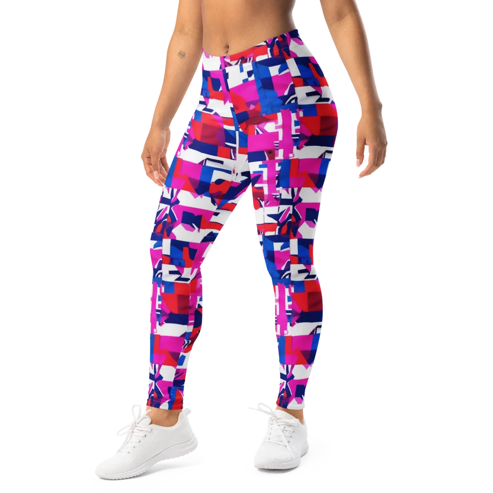 Hot Pink Geometry on Leggings — Left Front