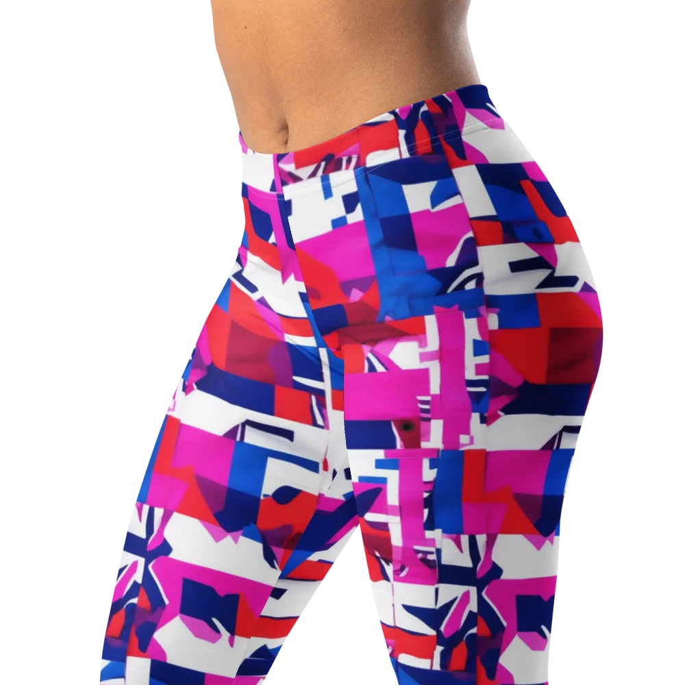 Hot Pink Geometry on Leggings — Left Front
