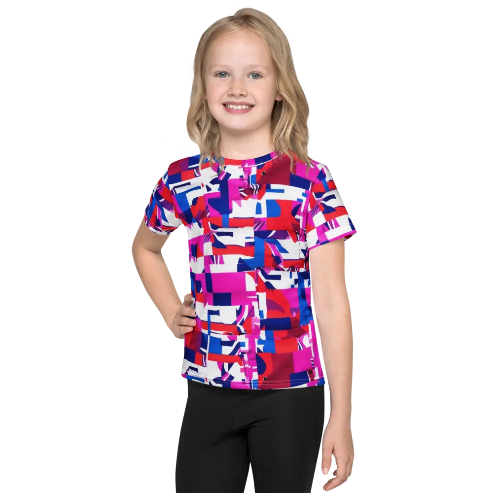Hot Pink Geometry on Kids Crew Neck T-Shirt — Front