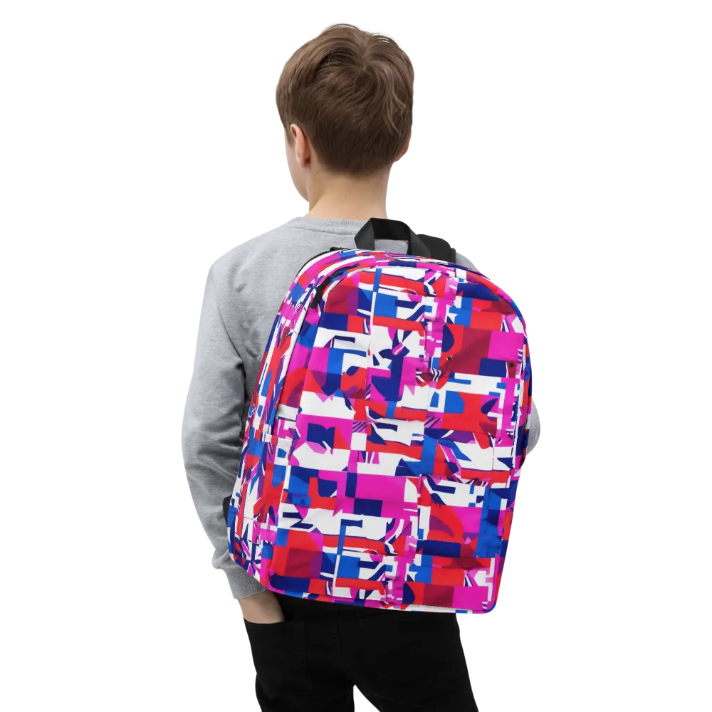 Hot Pink Geometry on Minimalist Backpack — Zoomed-in