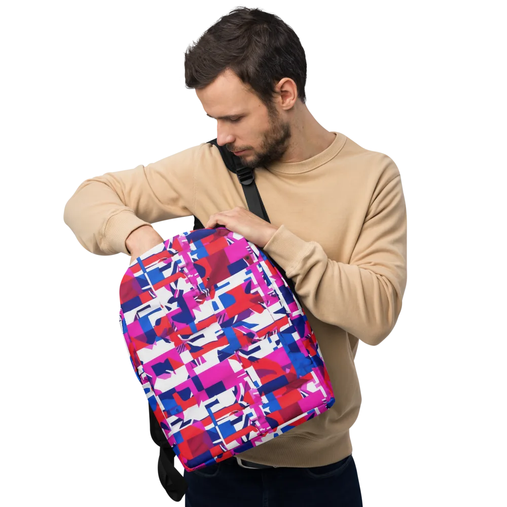 Hot Pink Geometry on Minimalist Backpack — Front