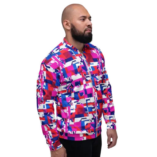 Hot Pink Geometry on a Bomber Jacket