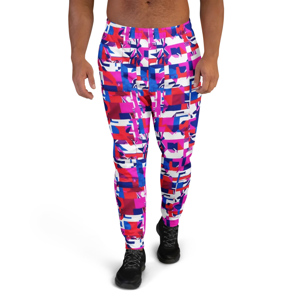 Hot Pink Geometry on Men's Joggers — Front