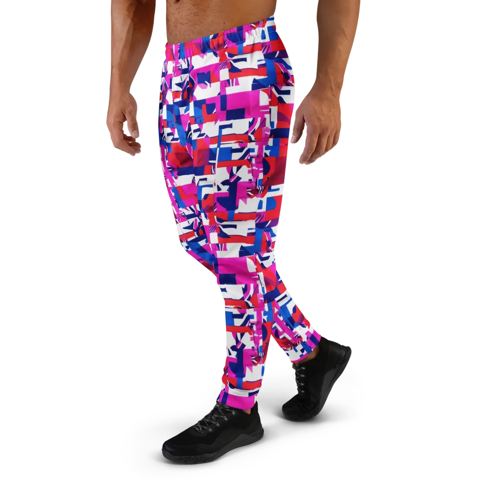 Hot Pink Geometry on Men's Joggers — Left