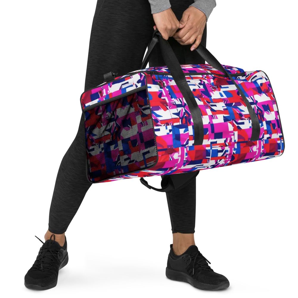 Hot Pink Geometry on Duffle Bag — Right Front