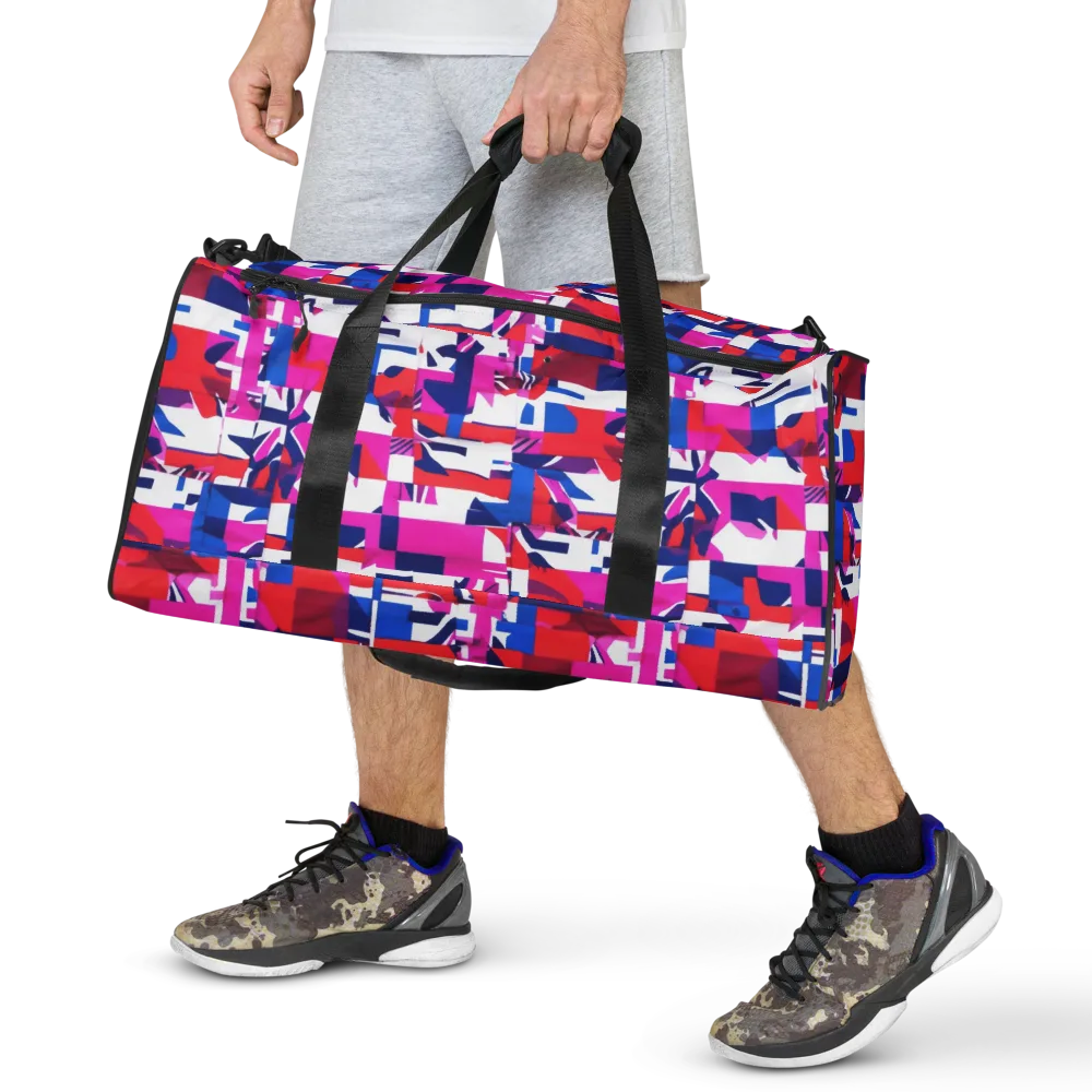 Hot Pink Geometry on Duffle Bag — Front