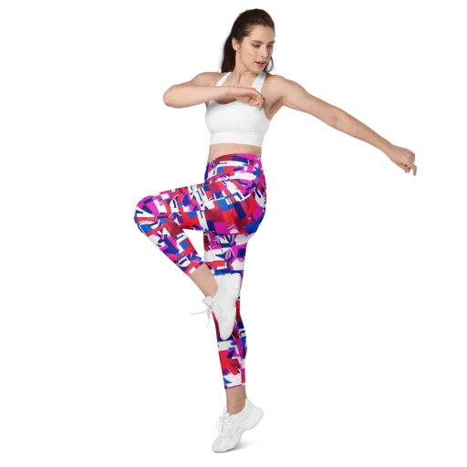 Hot Pink Geometry on a Leggings with Pockets