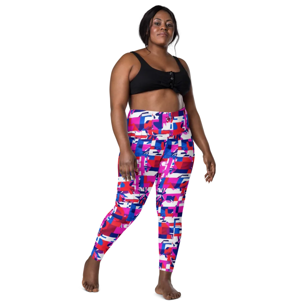 Hot Pink Geometry on Leggings with Pockets — Front