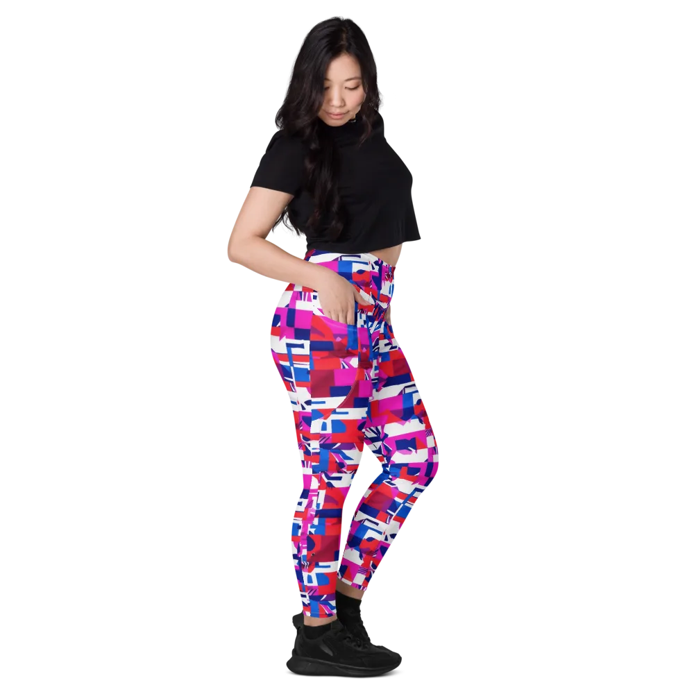Hot Pink Geometry on Leggings with Pockets — Right
