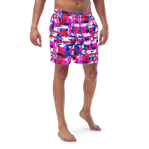 Hot Pink Geometry on a Swim Trunks