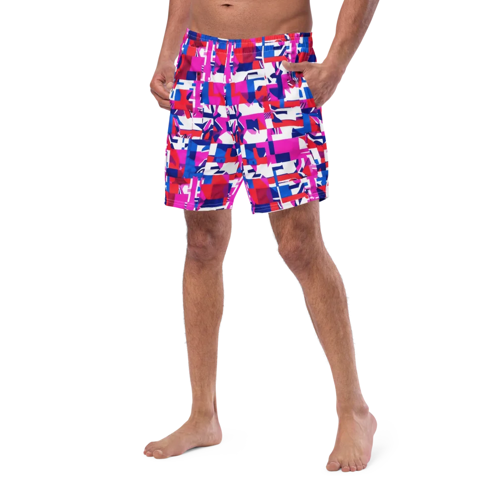 Hot Pink Geometry on Swim Trunks — Left Front