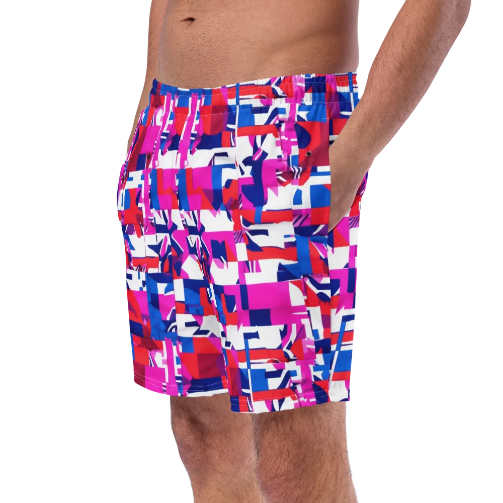 Hot Pink Geometry on Swim Trunks — Left Front