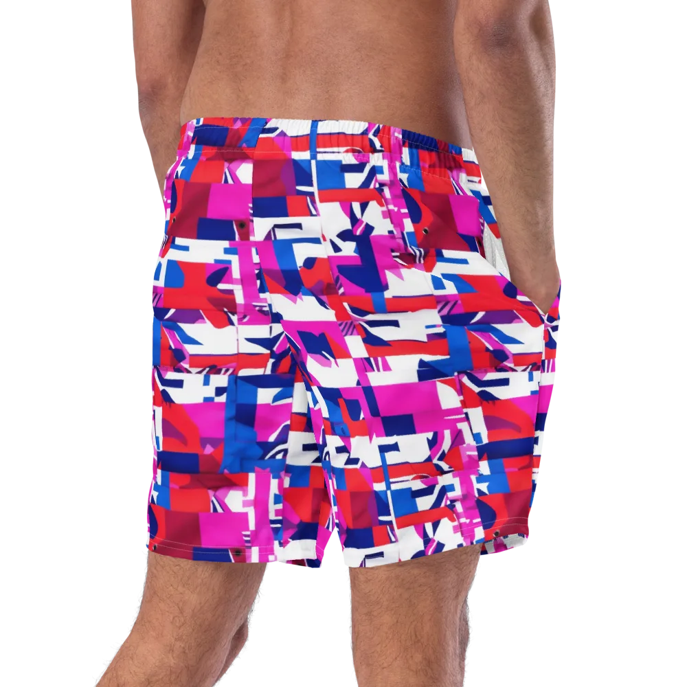 Hot Pink Geometry on Swim Trunks — Right Back