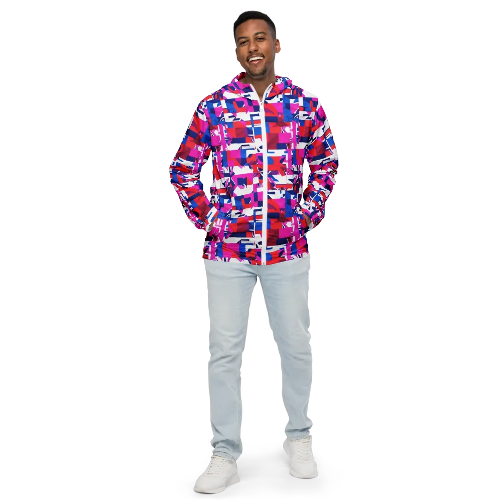 Hot Pink Geometry on Men's Windbreaker — Front