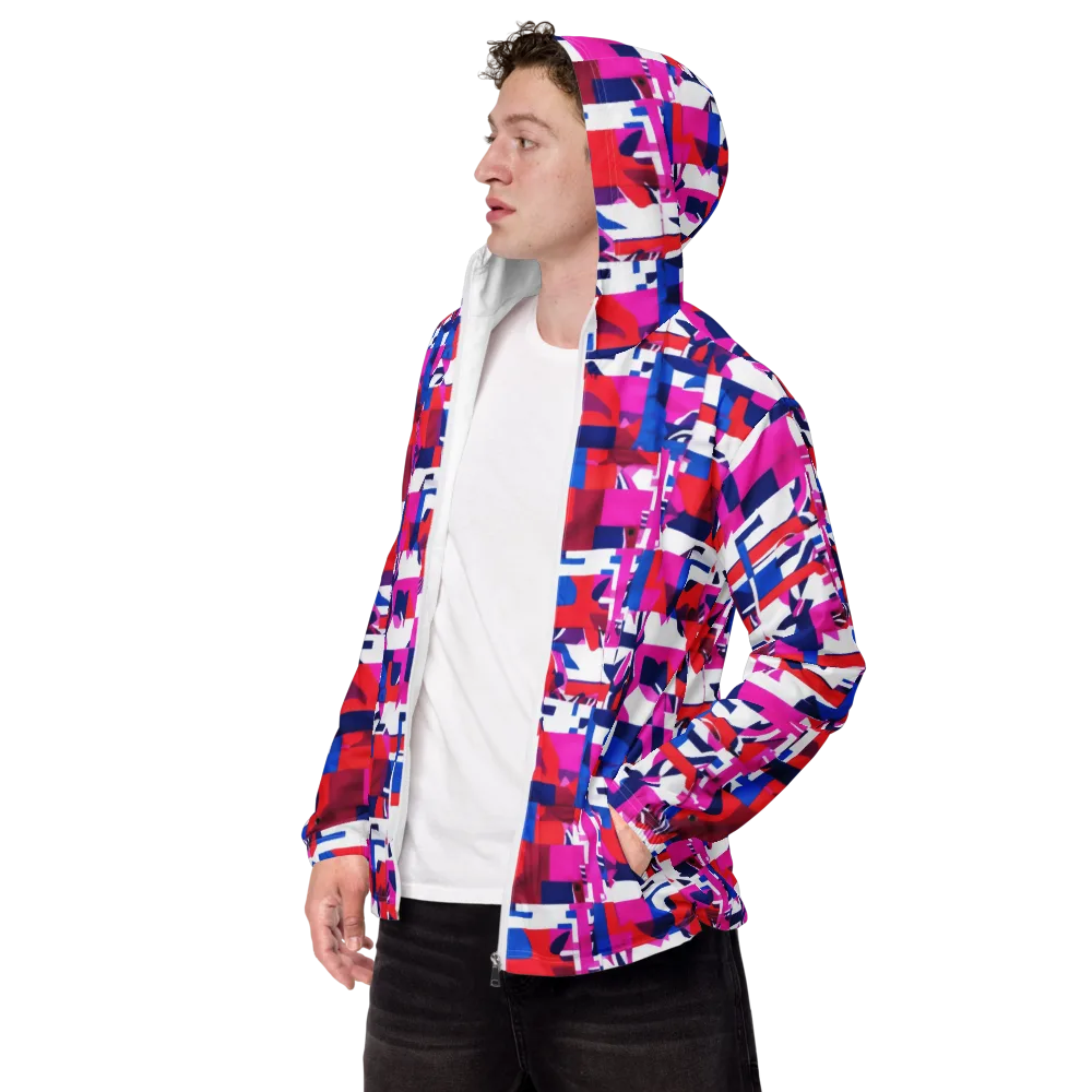 Hot Pink Geometry on Men's Windbreaker — Left Front
