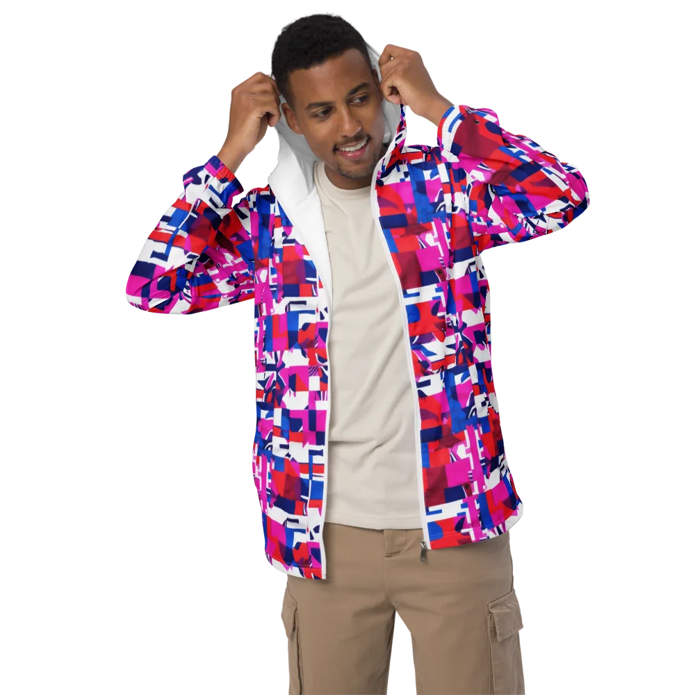Hot Pink Geometry on Men's Windbreaker — Front