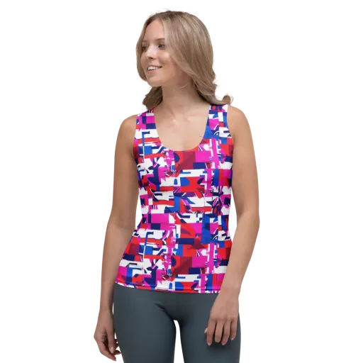 Hot Pink Geometry on a Women's Tank Top