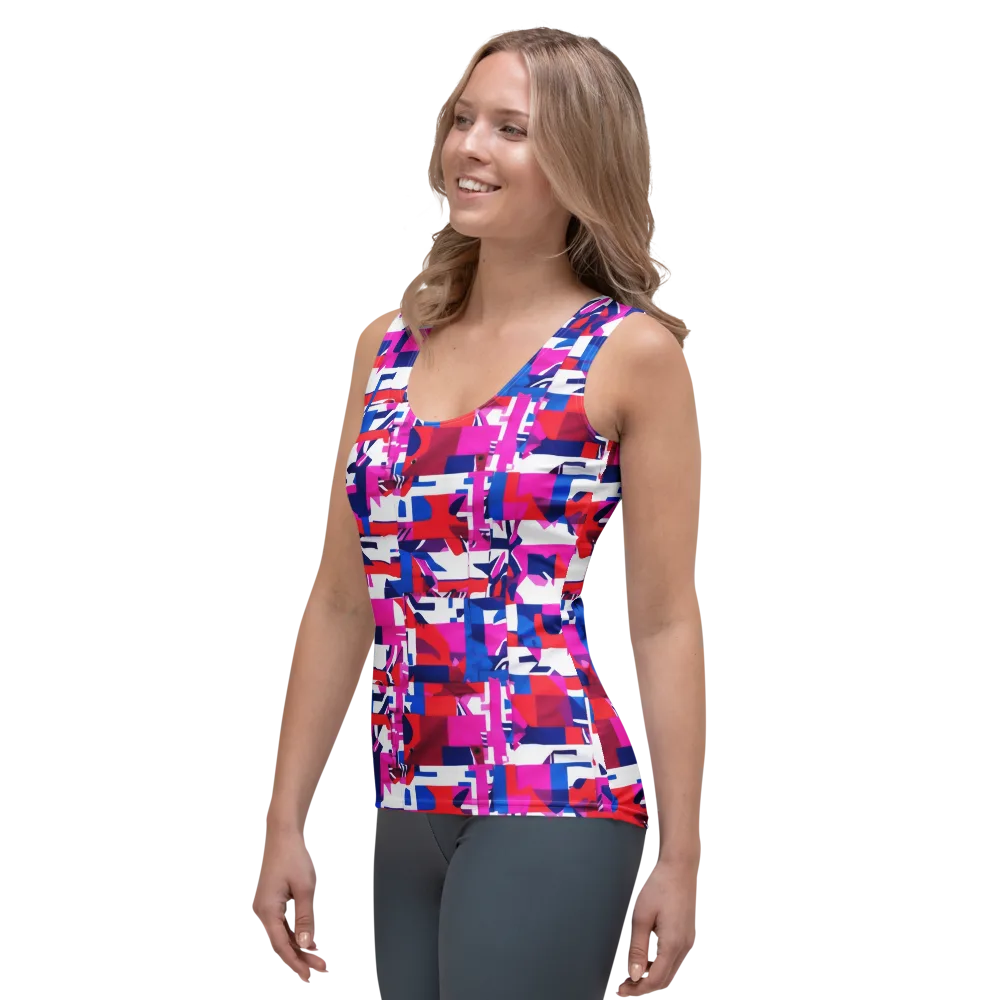 Hot Pink Geometry on Women's Tank Top — Left Front