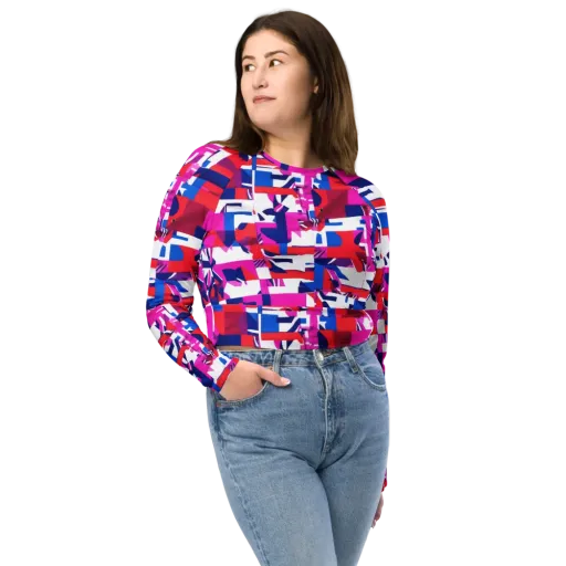 Hot Pink Geometry on a Long Sleeve Crop Top