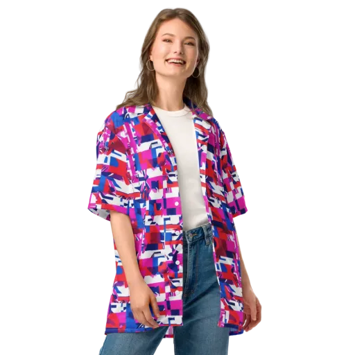 Hot Pink Geometry on a Button Shirt