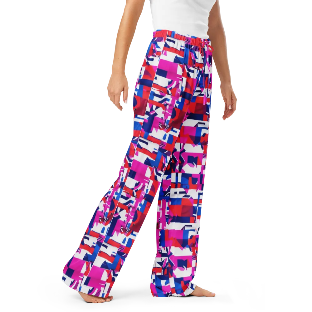 Hot Pink Geometry on Women's Pajama Pants — Right Front