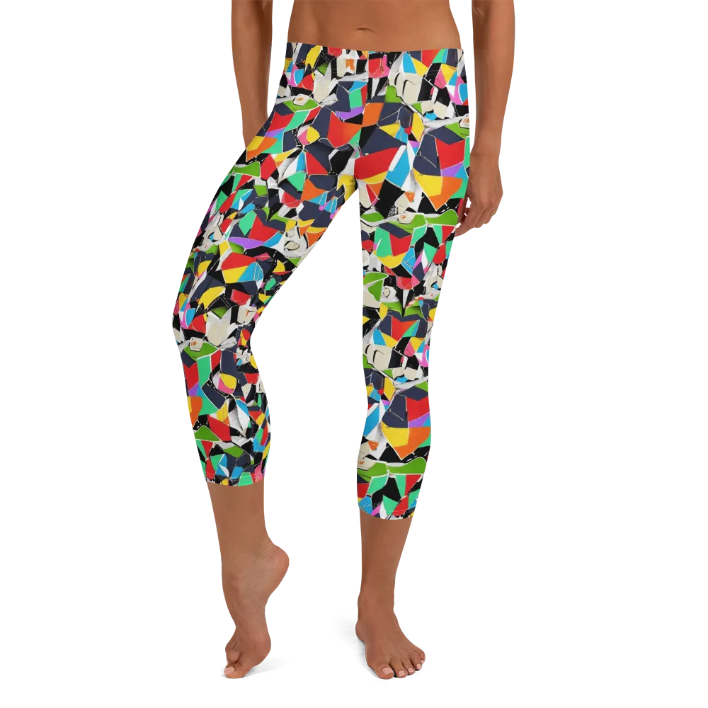 Patchwork Pulse on Capri Leggings — Front